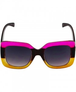 Oversized Oversize Square Sunglasses Women Multi Tinted Frame Fashion Modern Shades - Pink-yellow - CG18CZHA08R $10.72