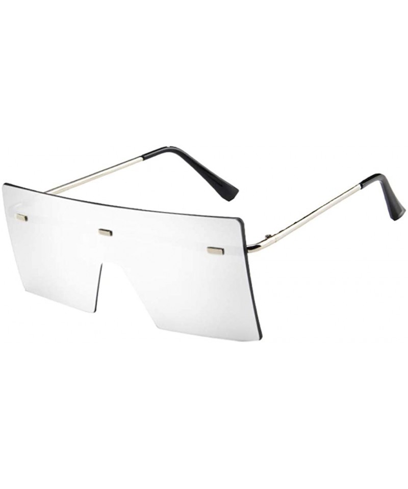 Rimless Retro Cool One Piece Rimless Sunglasses Vintage Metal Oversized Shades Eyewear For Women Men - White - C01947WGZ3N $1...