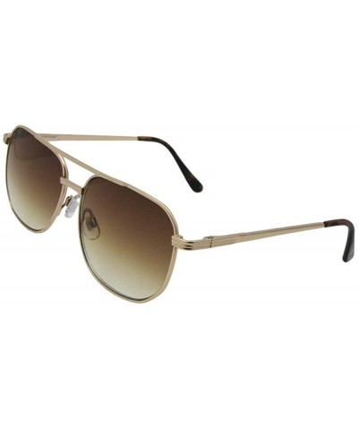 Square Square Aviator Non Polarized Reader Sunglasses R21 - Gold Frame-brown Lenses - CU18SM9QKD7 $13.38