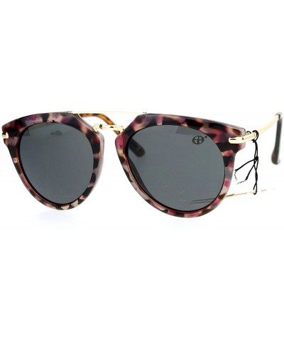 Wayfarer Womens Retro Designer Metal Bridge Horn Rim Pilot Sunglasses - Purple Tortoise Black - CC12N7Y4F3M $11.08