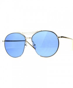 Round Exposed Lens Luxury Metal Rim Oceanic Round Designer Pilots Sunglasses - Blue - CM18C95YZCK $15.56