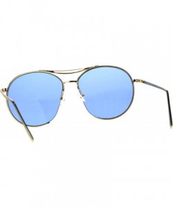 Round Exposed Lens Luxury Metal Rim Oceanic Round Designer Pilots Sunglasses - Blue - CM18C95YZCK $15.56