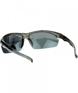 Wrap Polarized Lens Sunglasses Mens Half Rim Sports Wrap Around Shades - Gray (Black) - CY186HAZWZC $12.97