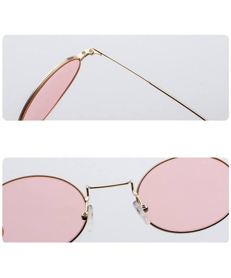 Tiny Oval Sunglasses Men Small Frame Vintage Women Sun Glasses Retro Round  Decoration - Gold With Black - CH197Y7D6ND