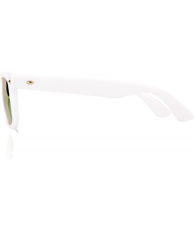 Square Sunglasses for Women UV400 Lens Rivet Trim Square Frame - Yellow Lens/White Frame - CP18EXRGZ30 $12.20