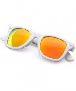 Square Sunglasses for Women UV400 Lens Rivet Trim Square Frame - Yellow Lens/White Frame - CP18EXRGZ30 $12.20