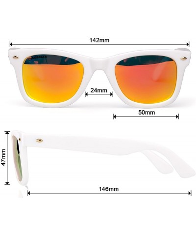 Square Sunglasses for Women UV400 Lens Rivet Trim Square Frame - Yellow Lens/White Frame - CP18EXRGZ30 $12.20