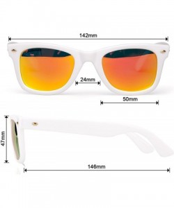 Square Sunglasses for Women UV400 Lens Rivet Trim Square Frame - Yellow Lens/White Frame - CP18EXRGZ30 $12.20