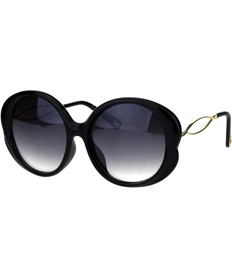 Oversized Womens Designer Style Sunglasses Cute Round Shape Shades UV 400 - Black (Smoke) - CQ18OAXI7IA $10.76