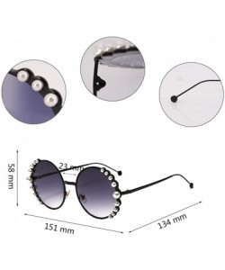 Rimless Stylish Round Pearl Decor Sunglasses UV Protection Metal Frame - Black Frame Gray Lens - C118U8H8WS0 $13.84