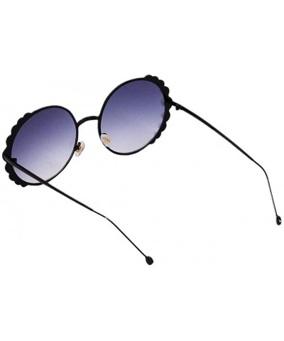 Rimless Stylish Round Pearl Decor Sunglasses UV Protection Metal Frame - Black Frame Gray Lens - C118U8H8WS0 $13.84