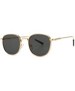 Square Square Sunglasses Women Retro Summer Male Sun Glasses Metal Frame Uv400 Summer - Gold With Black - CQ1973DEUYY $11.00