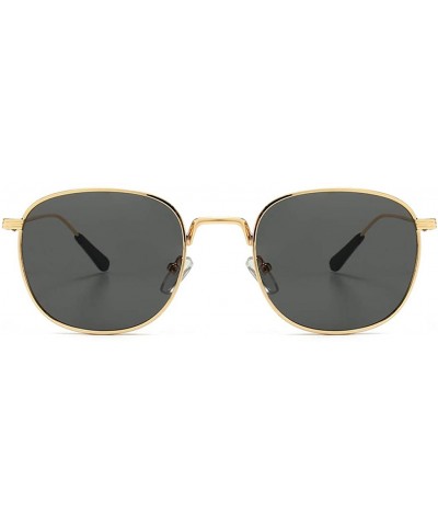 Square Square Sunglasses Women Retro Summer Male Sun Glasses Metal Frame Uv400 Summer - Gold With Black - CQ1973DEUYY $11.00