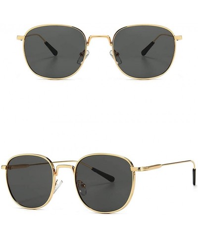 Square Square Sunglasses Women Retro Summer Male Sun Glasses Metal Frame Uv400 Summer - Gold With Black - CQ1973DEUYY $11.00