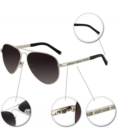 Aviator Sunglasses Rectangular Unbreakable - Silver/Faded Brown - CR18EX28C7A $21.97