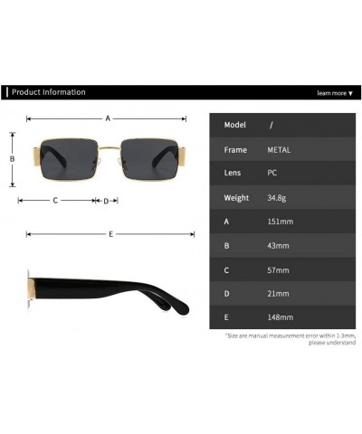 Square Metal Sunglasses Male Street Shooting Personality Square Sunglasses - 4 - CT190HCD6GY $24.37