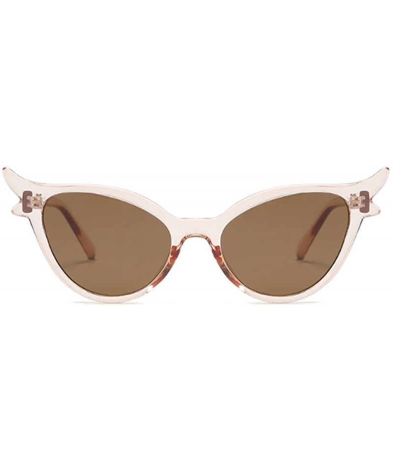 Oval Women Vintage Retro Cat Eye Sunglasses Resin frame Oval Lens Mod Style - Brown - C018DTQX9AZ $9.33