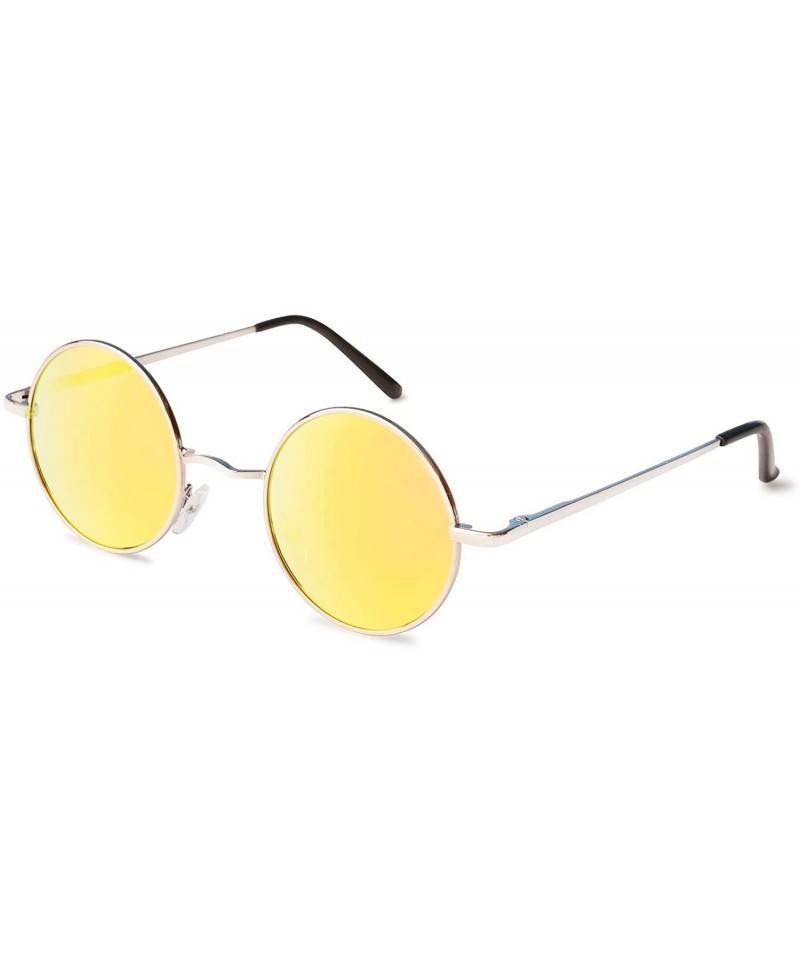 Round Polarized Sunglasses for Men Women Small Retro Metal John Lennon Style