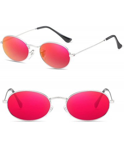 Round Cute Women's Eyewear Round Shape Retro Sunglasses - Silver Frame Red Mercury Lens - CK18C6A73DK $6.90