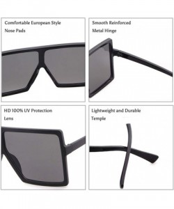 Square Oversized Sunglasses for Women Square Shield Plastic Frame 100% UV400 Protection - CP18S8LL5L9 $9.58