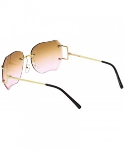 Square Oversize Slim Metal Arms Rimless Beveled Colored Lens Square Sunglasses 61mm - Gold / Brown Pink - C9182XLWMZG $11.20