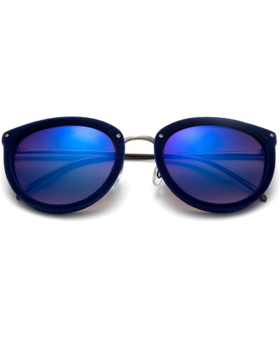 Round "Miley" Unique Round Glasses with UV400 Flash Lenses Modern Fashion Sunglasses - Blue - C412N7X6JDI $8.00