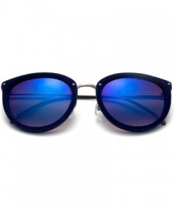 Round "Miley" Unique Round Glasses with UV400 Flash Lenses Modern Fashion Sunglasses - Blue - C412N7X6JDI $8.00