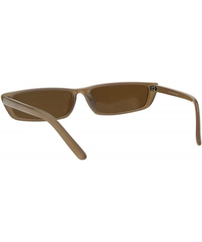 Cat Eye Womens Classic Narrow Rectangular Cat Eye Vintage Plastic Sunglasses - Beige Brown - CY18ESRAGD9 $7.92