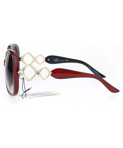 Square Womens Designer Fashion Sunglasses Square Rhinestone Decor UV 400 - Red - CP186OUKG3L $14.18