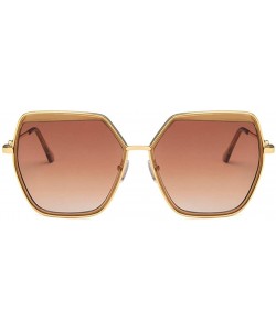 Square Unisex Sunglasses Fashion Gold Grey Drive Holiday Polygon Non-Polarized UV400 - Gold Brown - CN18RLROIK7 $10.15