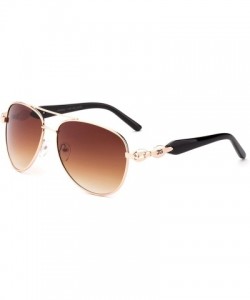 Aviator "Ion" Pilot Style Over Sized Fashion Sunglasses - Gold/Black/Brown - CT12MCS5SQF $11.79