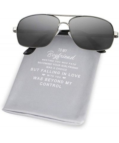 Aviator Personalized Sunglasses protection Polarized Husband - Black-for Boyfriend - CI18SU9LG5M $6.95