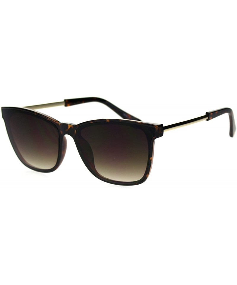 Rectangular Gentlemans Elegant Designer Fashion Mod Thin Horn Rim Sunglasses - Tortoise Brown - CT18SH0MSUM $13.42