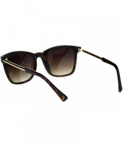 Rectangular Gentlemans Elegant Designer Fashion Mod Thin Horn Rim Sunglasses - Tortoise Brown - CT18SH0MSUM $13.42