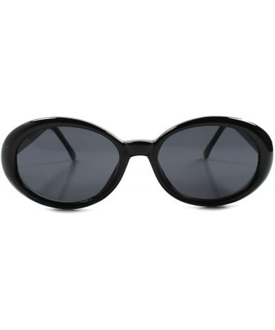 Oval Classic Vintage Retro 80s Fashion Stylish Round Oval Sunglasses - Black - CY1892XSOMA $13.55