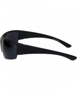 Sport All Black Matte Plastic Minimal 90s Classic Mens Half Rim Sport Sunglasses - CG18R6KAWNQ $10.78