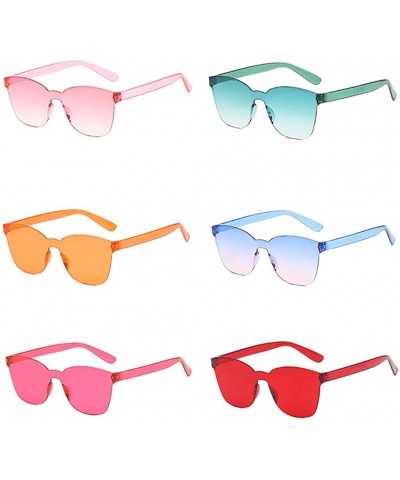 Round Unisex Fashion Sunglasses Retro Sunglasses Solid Color Square Sunglasses Beach Frameless Siamese Sunglasses - G - CM196...