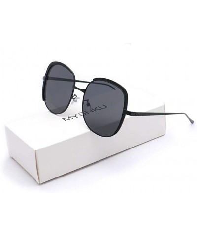 Sport Women's Square Large Frame Sunglasses Metal Scales Brown Gradient UV400 Beach Sunglasses - Black - CJ18QK05HL3 $14.29