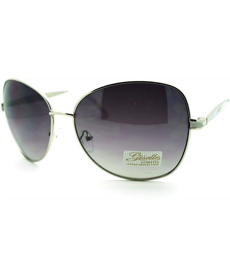 Butterfly Women's Fashion Sunglasses Oversized Metal Round Butterfly Frame - Silver White - CL11PJ11MQX $9.82