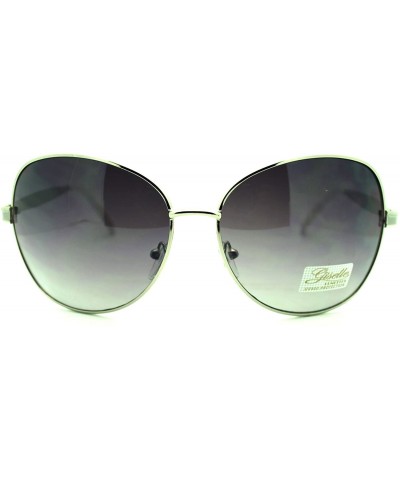 Butterfly Women's Fashion Sunglasses Oversized Metal Round Butterfly Frame - Silver White - CL11PJ11MQX $9.82