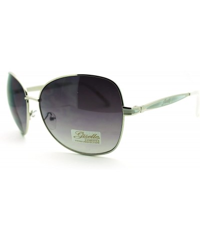 Butterfly Women's Fashion Sunglasses Oversized Metal Round Butterfly Frame - Silver White - CL11PJ11MQX $9.82