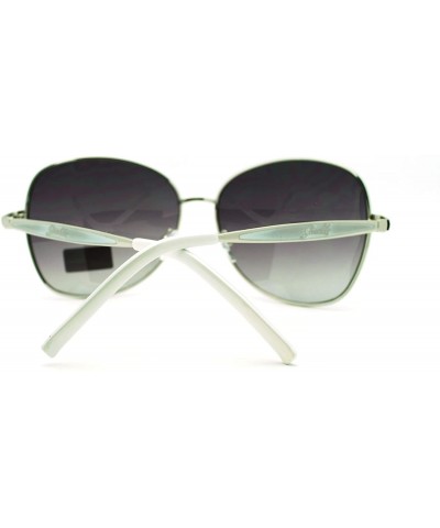 Butterfly Women's Fashion Sunglasses Oversized Metal Round Butterfly Frame - Silver White - CL11PJ11MQX $9.82