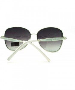 Butterfly Women's Fashion Sunglasses Oversized Metal Round Butterfly Frame - Silver White - CL11PJ11MQX $9.82