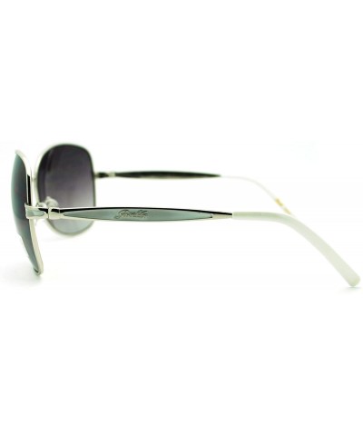 Butterfly Women's Fashion Sunglasses Oversized Metal Round Butterfly Frame - Silver White - CL11PJ11MQX $9.82