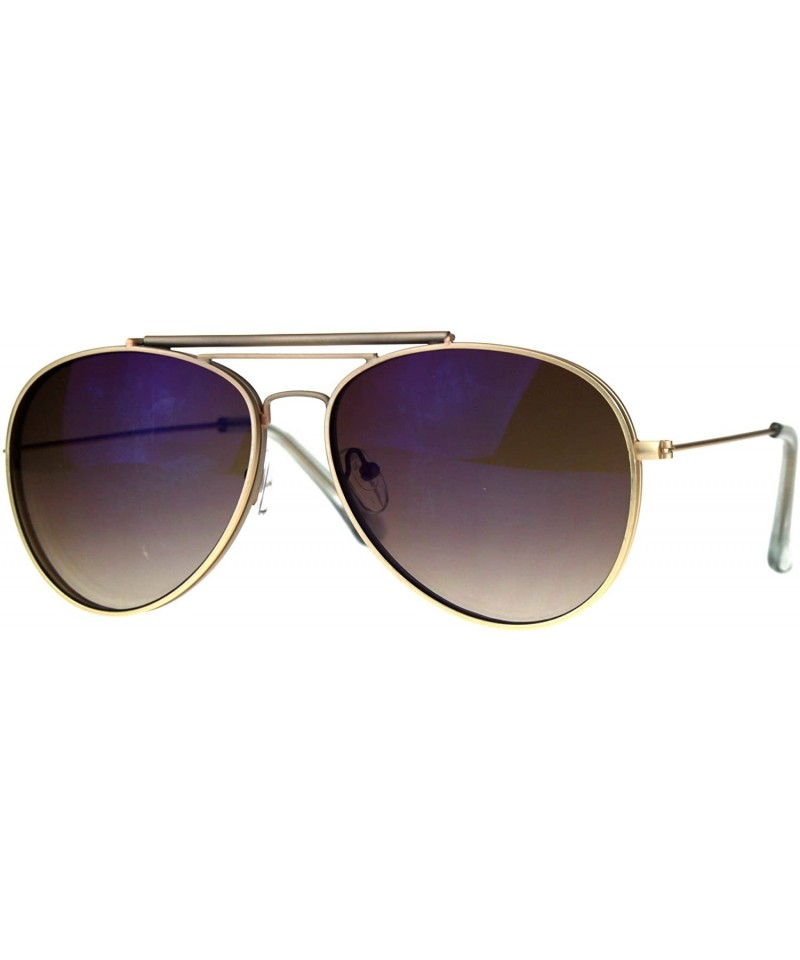 Aviator Mens Color Flip Up Lens Metal Rim Pilots Sunglasses - Matte Gold Brown - CW180OQWDWQ $9.36