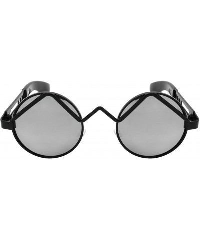 Round Vintage Inspired Round Circle Frames with Flat Mirrored Lens 25100&EC3138 - Ec3138 Black - CB183L8DTHI $8.84