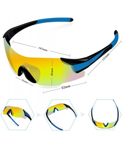 Sport Sports Cycling Sunglasses TR90 Unbreakable Frame Polarized Sports Sunglasses - Blue Frame - C218W8URLHI $14.77