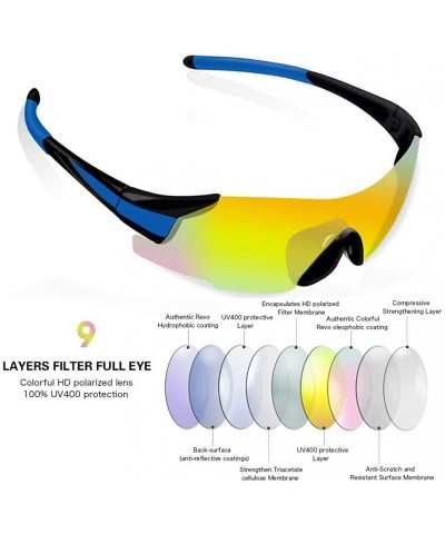 Sport Sports Cycling Sunglasses TR90 Unbreakable Frame Polarized Sports Sunglasses - Blue Frame - C218W8URLHI $14.77