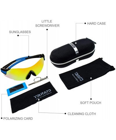 Sport Sports Cycling Sunglasses TR90 Unbreakable Frame Polarized Sports Sunglasses - Blue Frame - C218W8URLHI $14.77