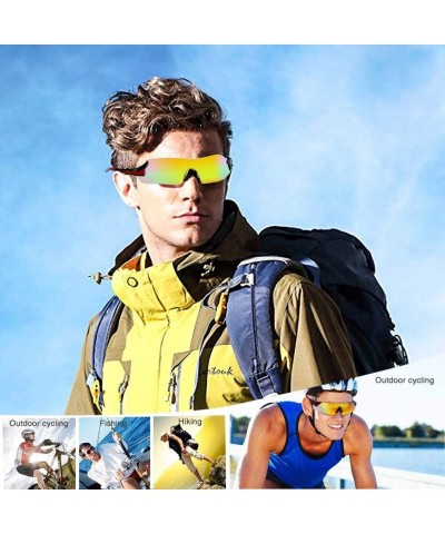 Sport Sports Cycling Sunglasses TR90 Unbreakable Frame Polarized Sports Sunglasses - Blue Frame - C218W8URLHI $14.77